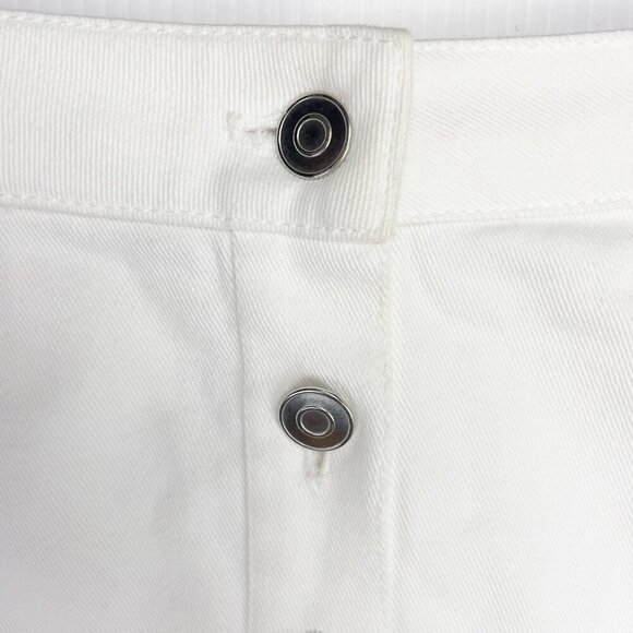 CLUB MONACO Vidya Denim Feminine White Floral Hem Retro-buttons Skirt Size 00 - Picture 6 of 8